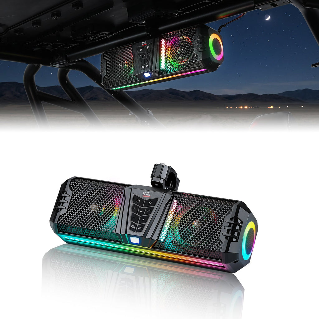 Midnight 40 Gen1.5 Metal 16" Bluetooth Sound Bar –2026 Compact RGB UTV Speaker for Golf Cart, ATV, Polaris RZR – fits...