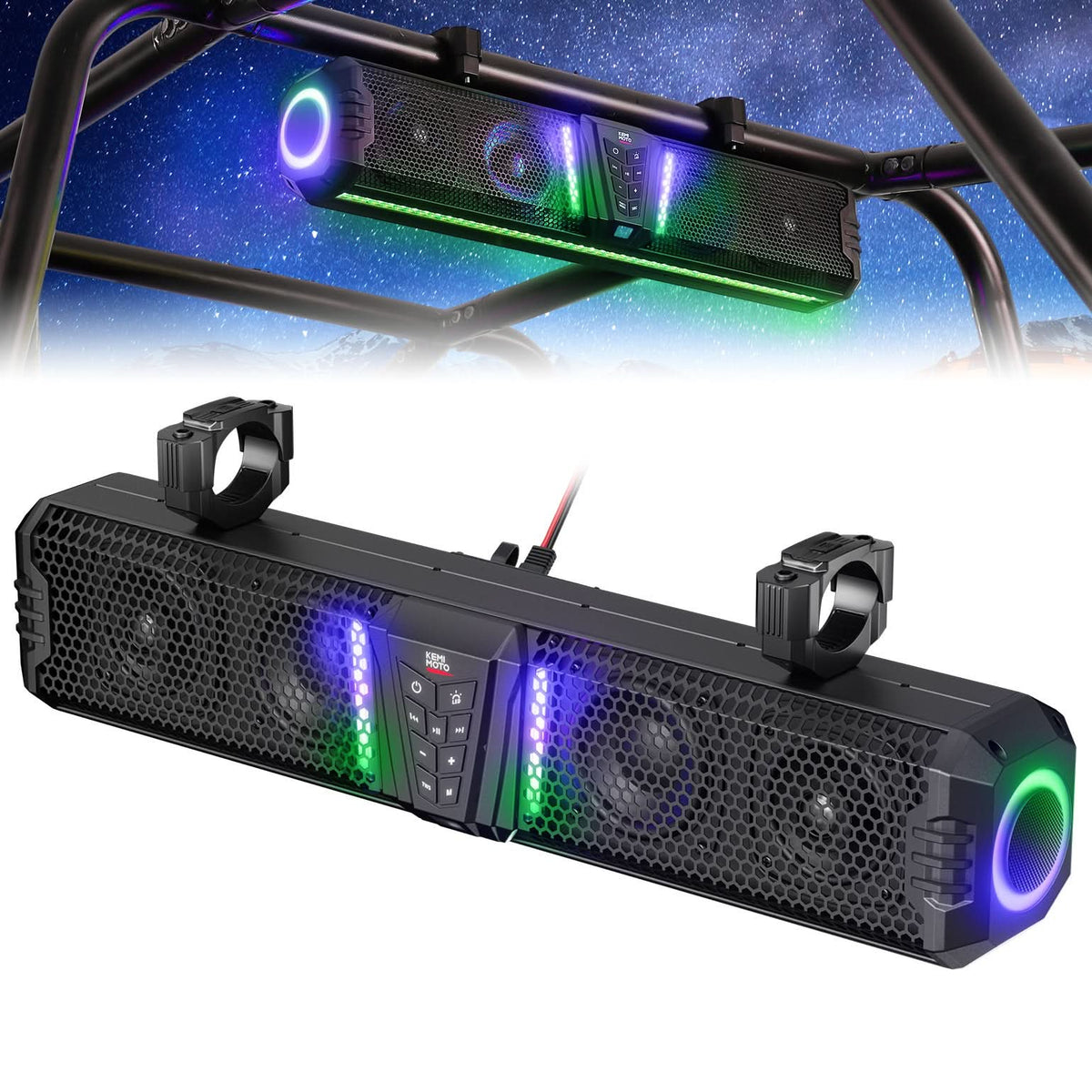 Midnight 60 Gen1.5 Metal UTV Soundbar 26" – Bluetooth & RGB Lights, Waterproof 2026 for Golf Cart/ATV/Polaris – fits...