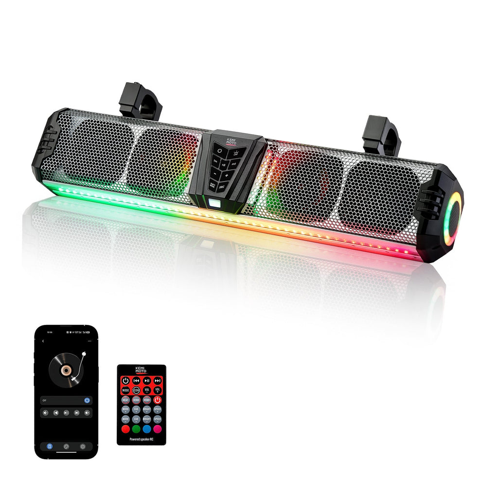 KEMIMOTO Midnight SL60 Gen1.5 Metal 26" RGB UTV Sound Bar for Can-am Golf Cart Marine 1"-2" Roll Bar – fits Can-Am...