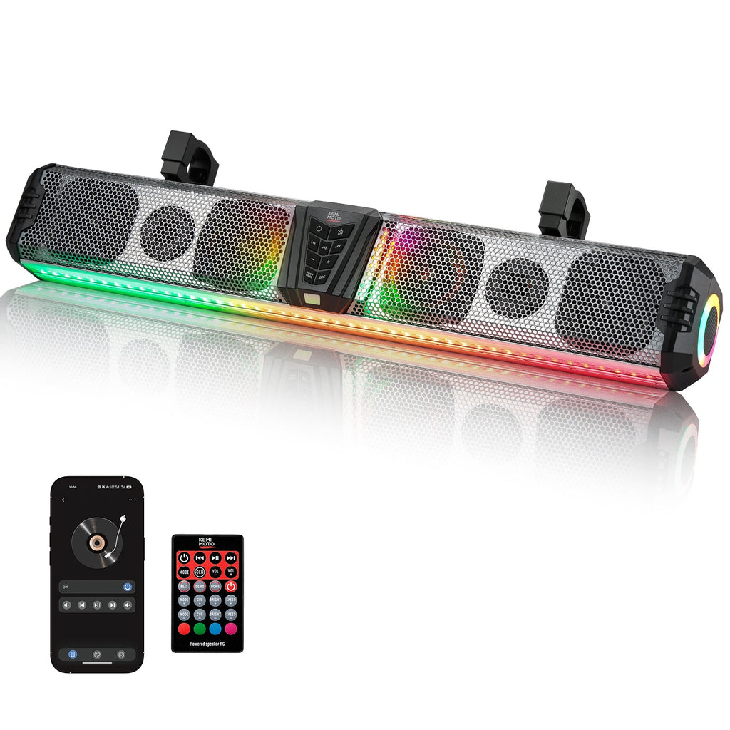 KEMIMOTO Midnight S80 Gen1.5 32" Aluminum 6-Speaker RGB Soundbar Silver – fits Can-Am Maverick X3 MAX (view 2)