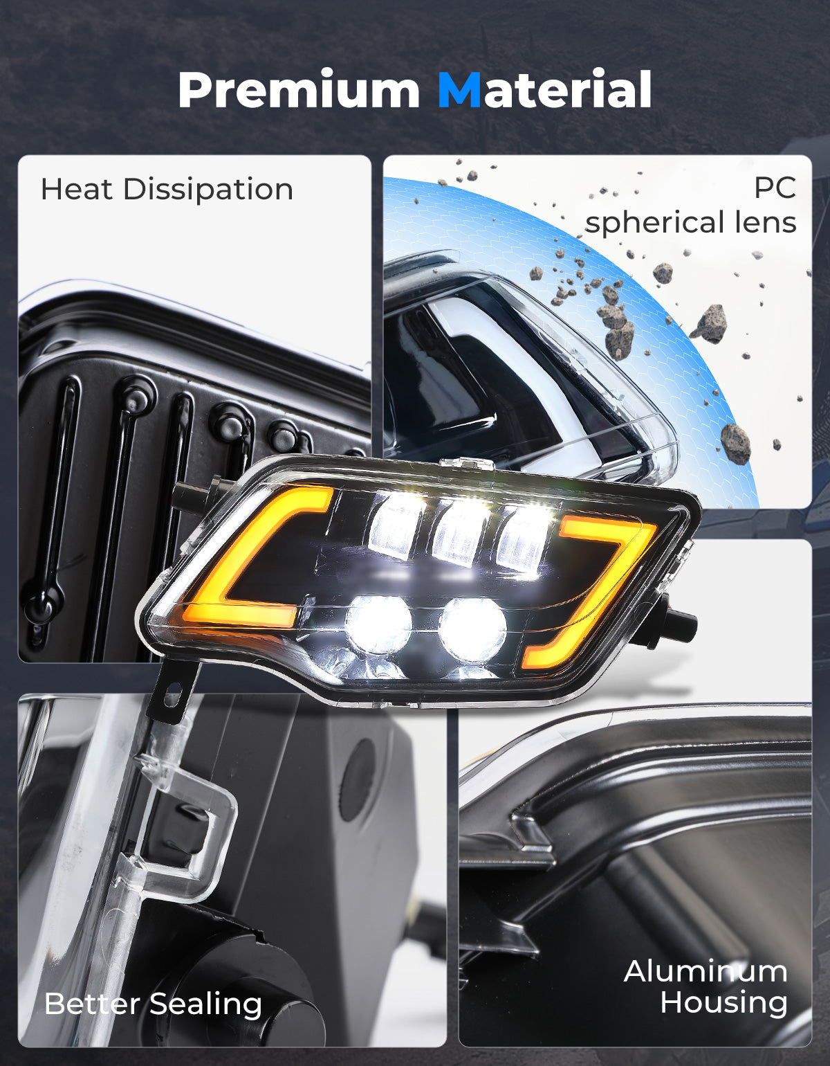 LED Headlight with Turn Signal for Pioneer 1000 700/ Talon 1000 – fits Honda Pioneer (view 5)
