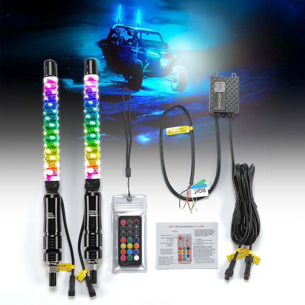 1FT/2FT 2PCS Spiral Whip Light Bluetooth Control