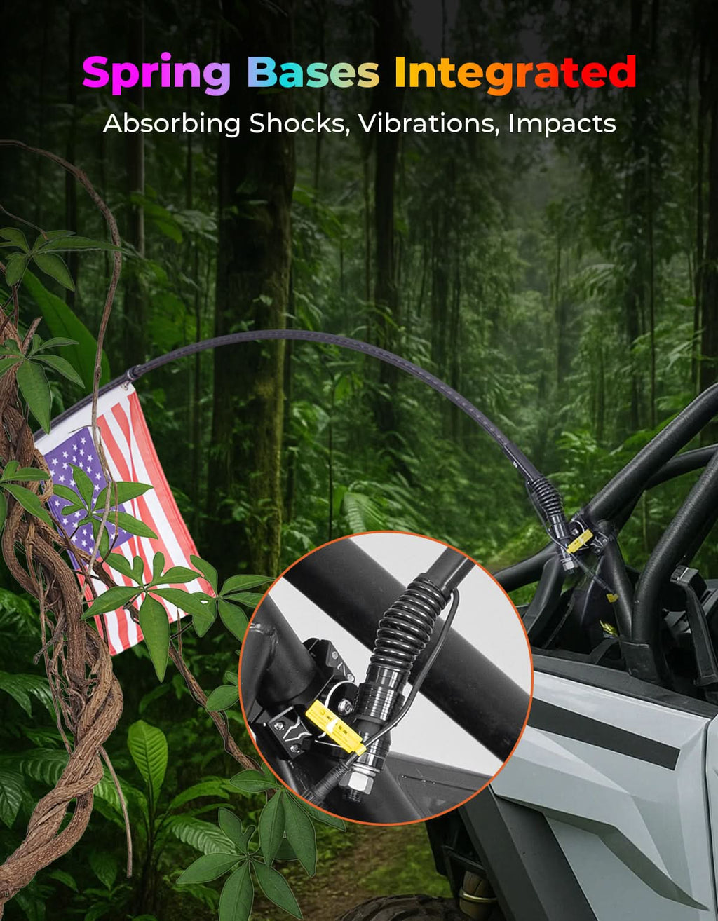 UTV LED Whip Lights 3FT (2PCS) – APP Control, Signal Sync, Spring Base – Fits Maverick X3, Polaris RZR, Talon – fits...