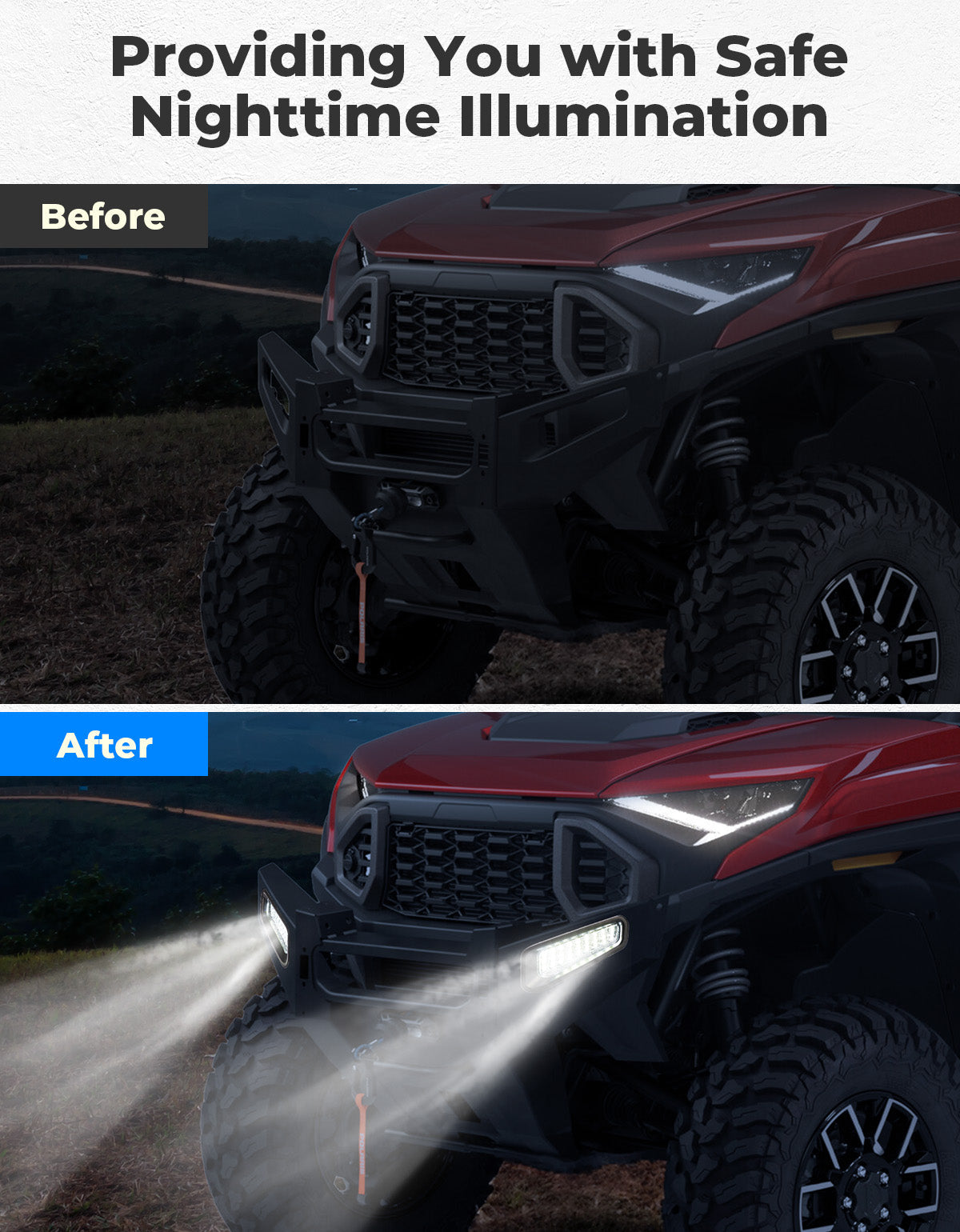 Front Brushguard Auxiliary Lights for Polaris Ranger XD 1500 / CREW 2024 2025 – fits Polaris Ranger Crew XD 1500 (view 2)