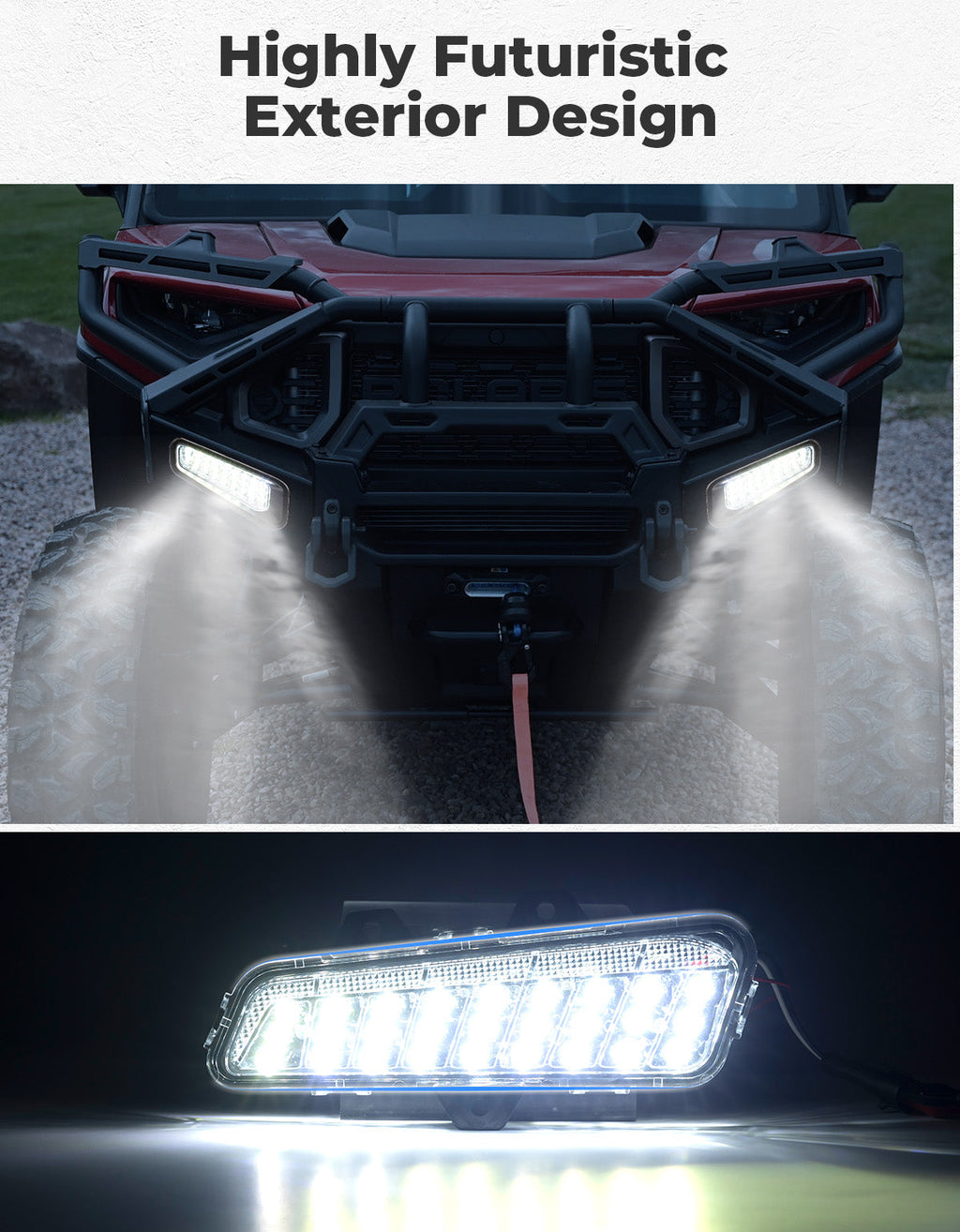 Front Brushguard Auxiliary Lights for Polaris Ranger XD 1500 / CREW 2024 2025 – fits Polaris Ranger Crew XD 1500 (view 3)