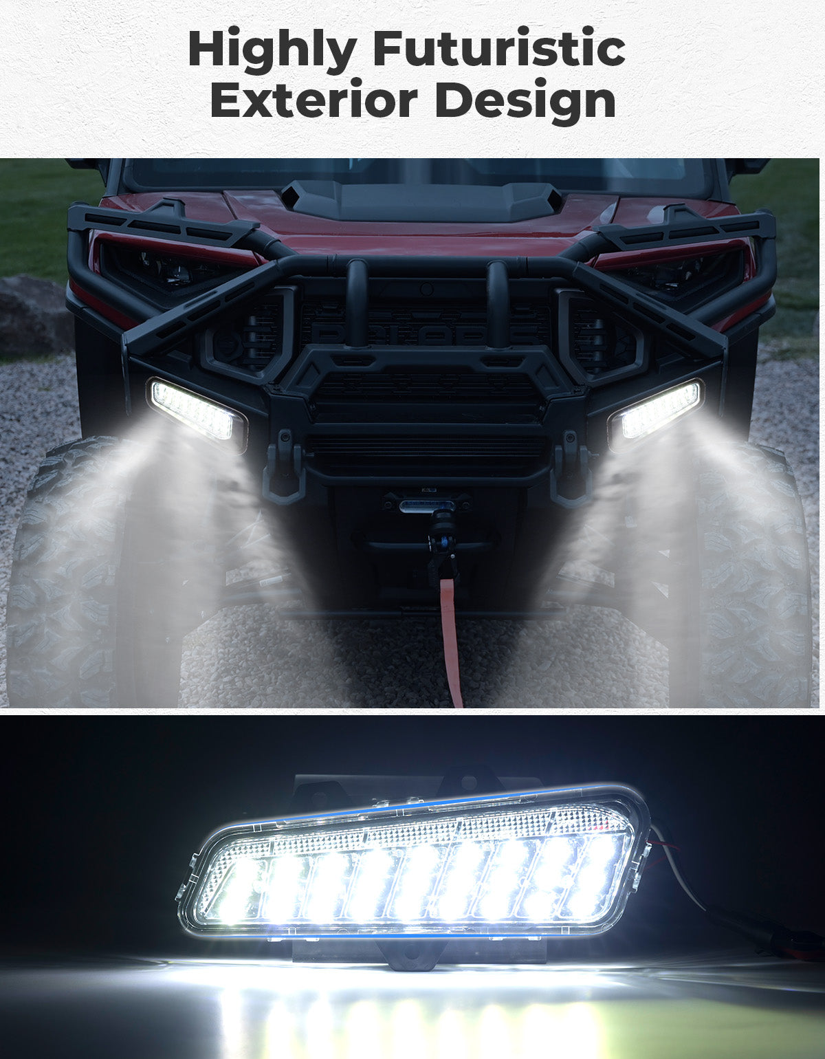 Front Brushguard Auxiliary Lights for Polaris Ranger XD 1500 / CREW 2024 2025 – fits Polaris Ranger Crew XD 1500 (view 3)