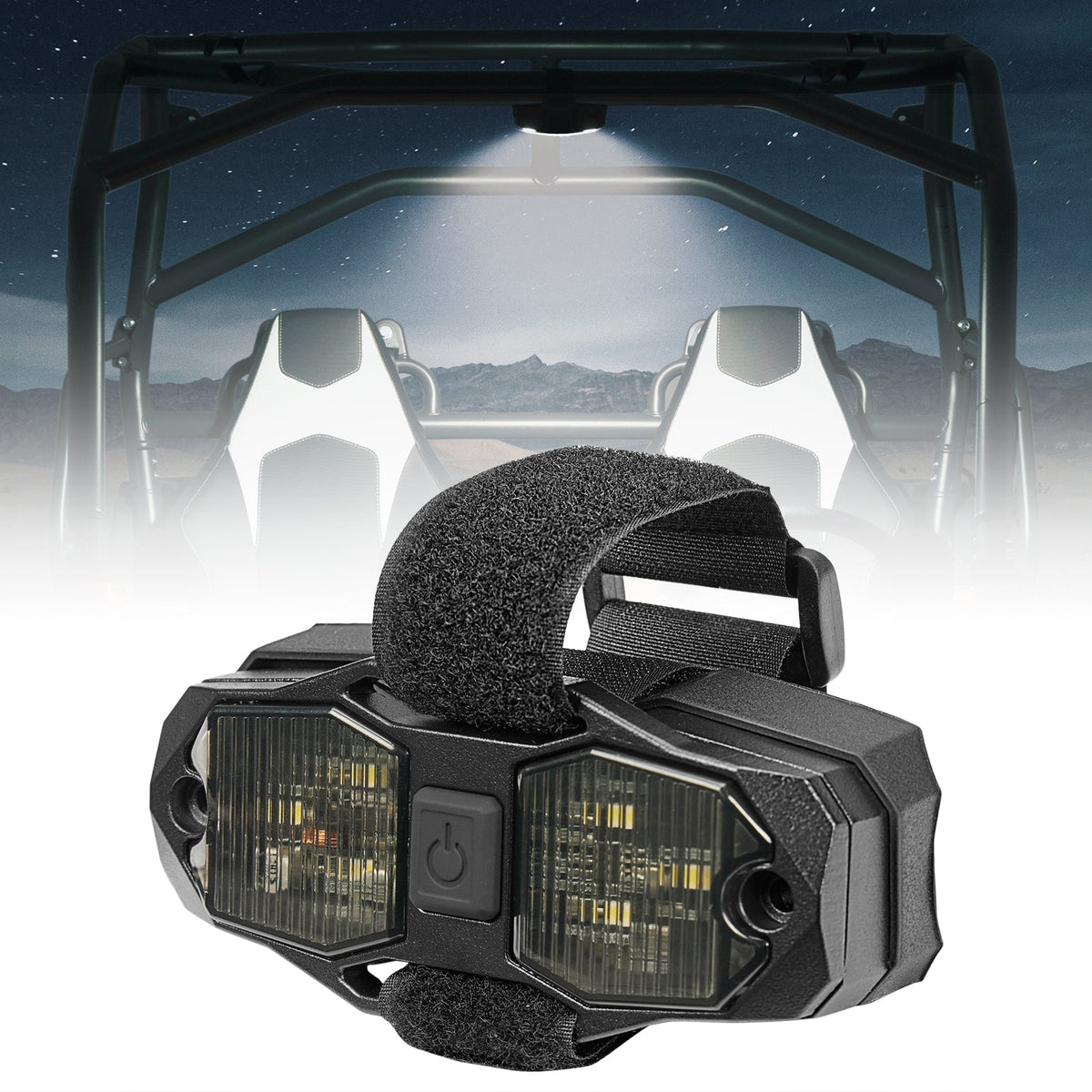 UTV Aluminum Waterproof Dome Light 600mAh Rechargeable for 1.5"-2" Roll Bar