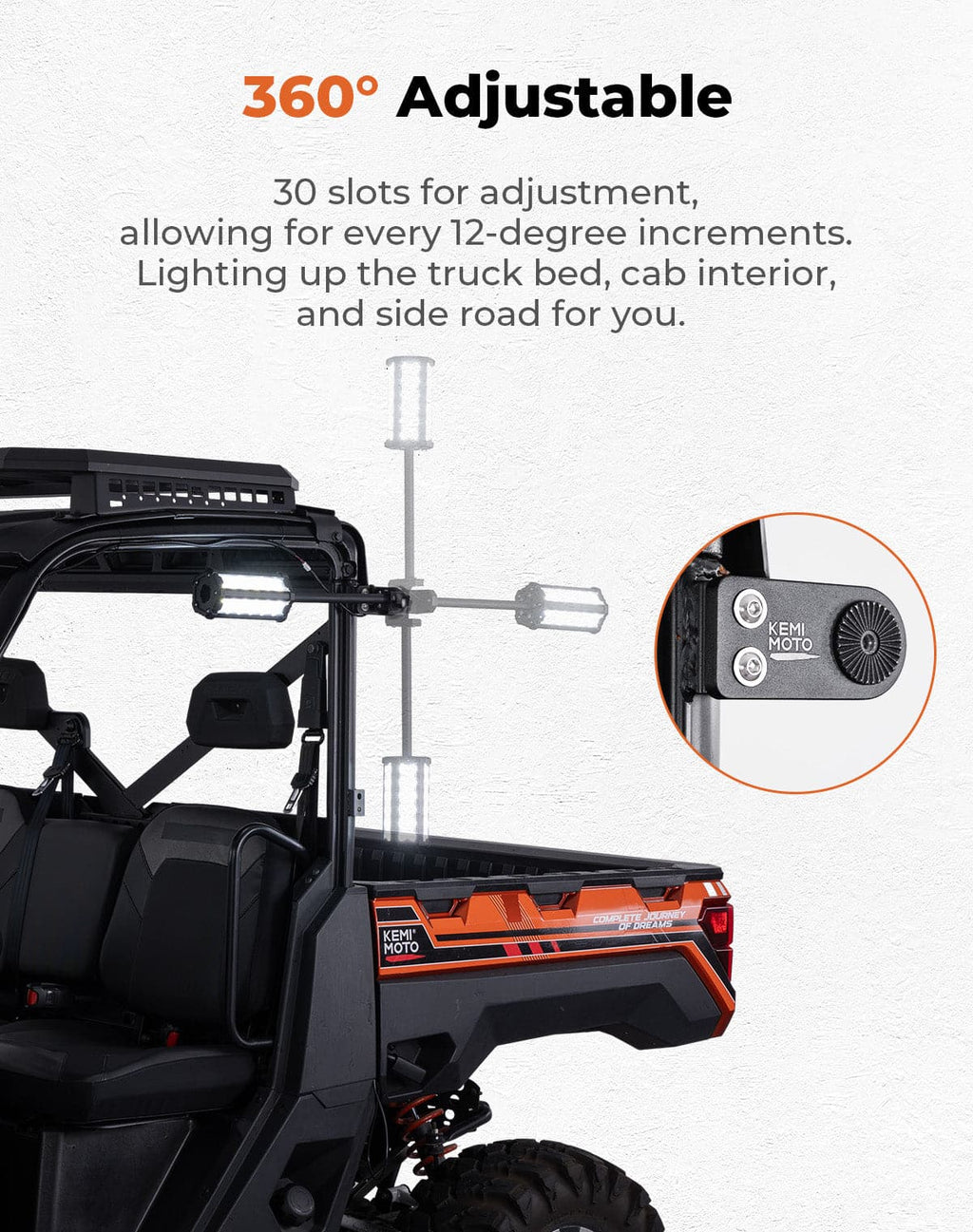 Upgraded Work Beacon Light for Polaris PRO XD/Ranger1000/XP 1000 2018-2025 – fits Polaris Ranger XP 1000 (view 5)