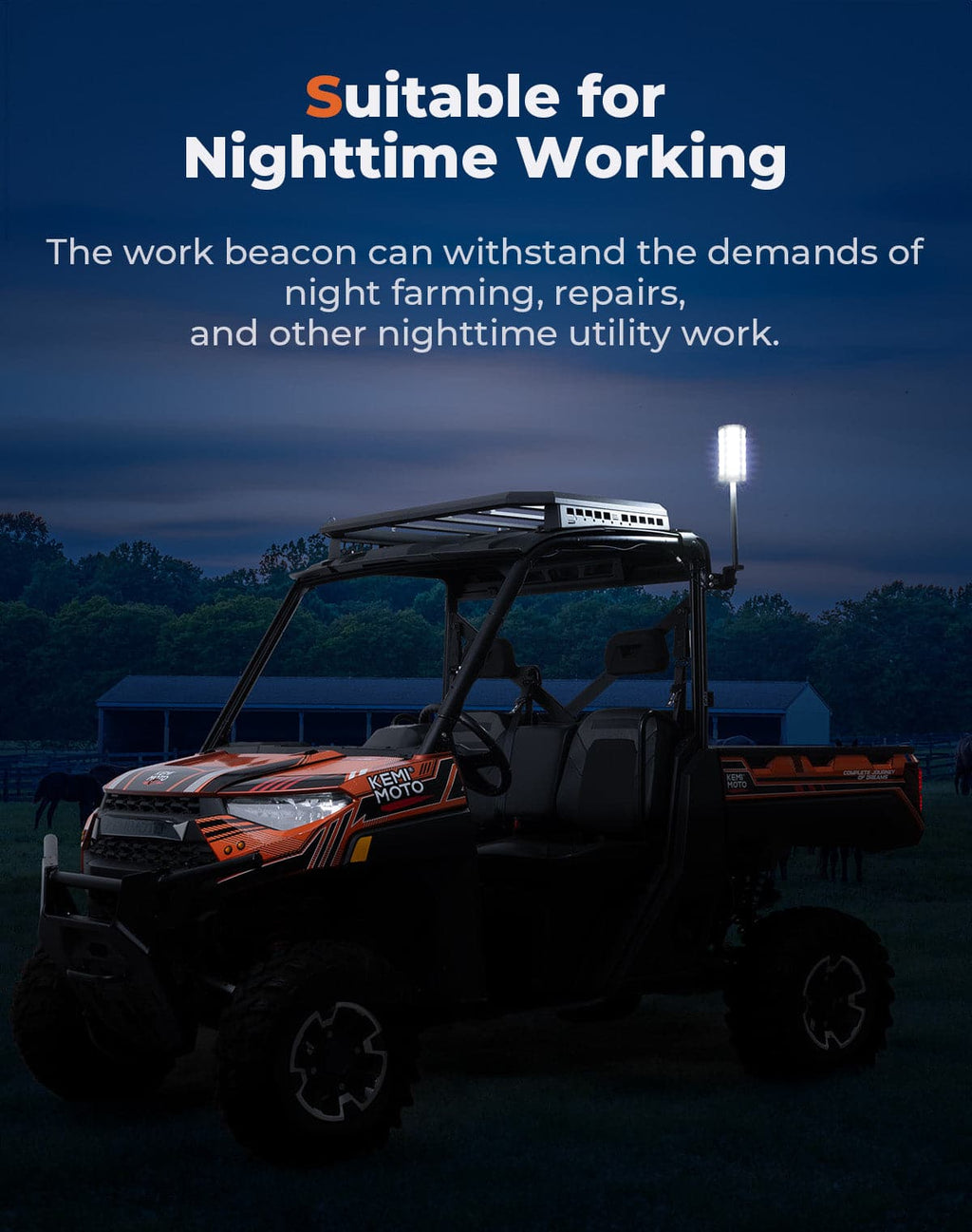 Upgraded Work Beacon Light for Polaris PRO XD/Ranger1000/XP 1000 2018-2025 – fits Polaris Ranger XP 1000 (view 7)