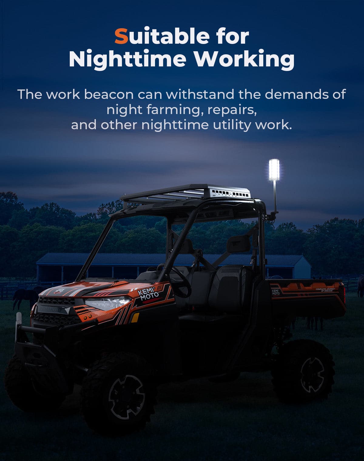 Upgraded Work Beacon Light for Polaris PRO XD/Ranger1000/XP 1000 2018-2025 – fits Polaris Ranger XP 1000 (view 7)