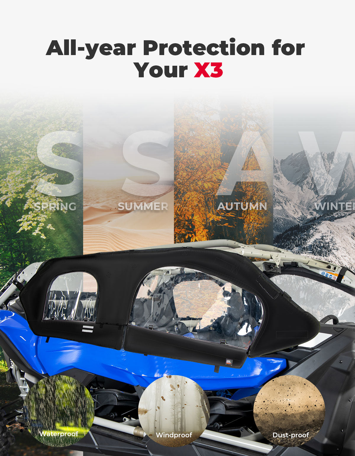 Upgraded Soft Cab Enclosure for Can-Am Maverick X3 MAX – fits Can-Am Maverick X3 MAX (view 4)