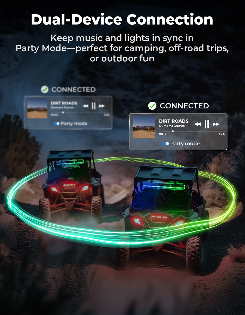 KEMIMOTO Midnight 80 Gen1.5 Metal 32-inch 6-Speaker RGB UTV Sound Bar – fits Polaris RZR (view 5)