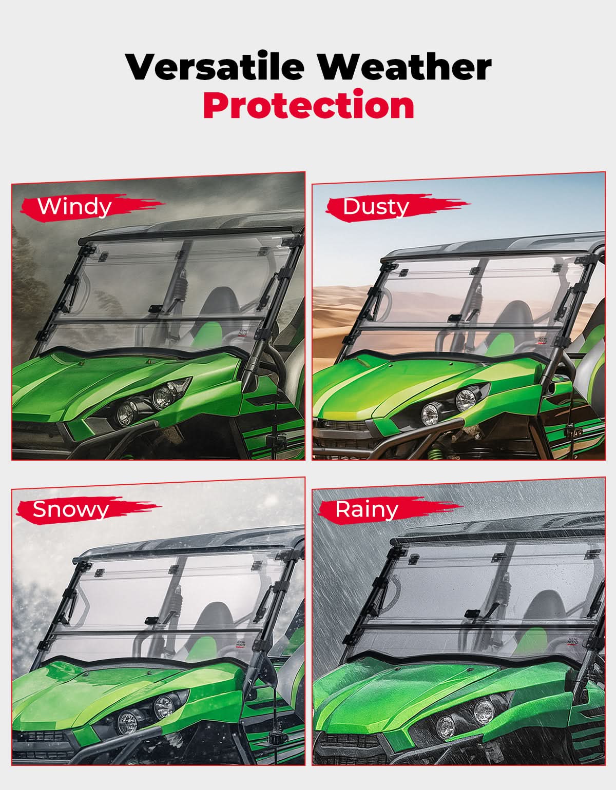 3-in-1 Flip Windshield For Kawasaki Teryx