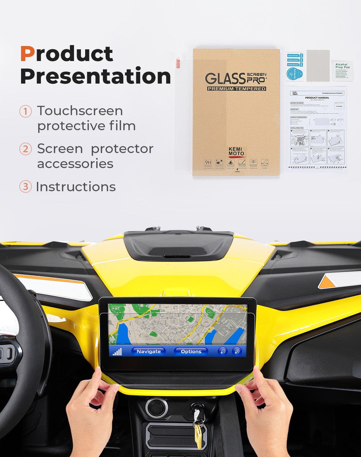 Screen Protector 10.5" × 4.9“ for Can-Am Maverick R | Ski-Doo – fits Can-Am Maverick R 2-Seat (view 4)