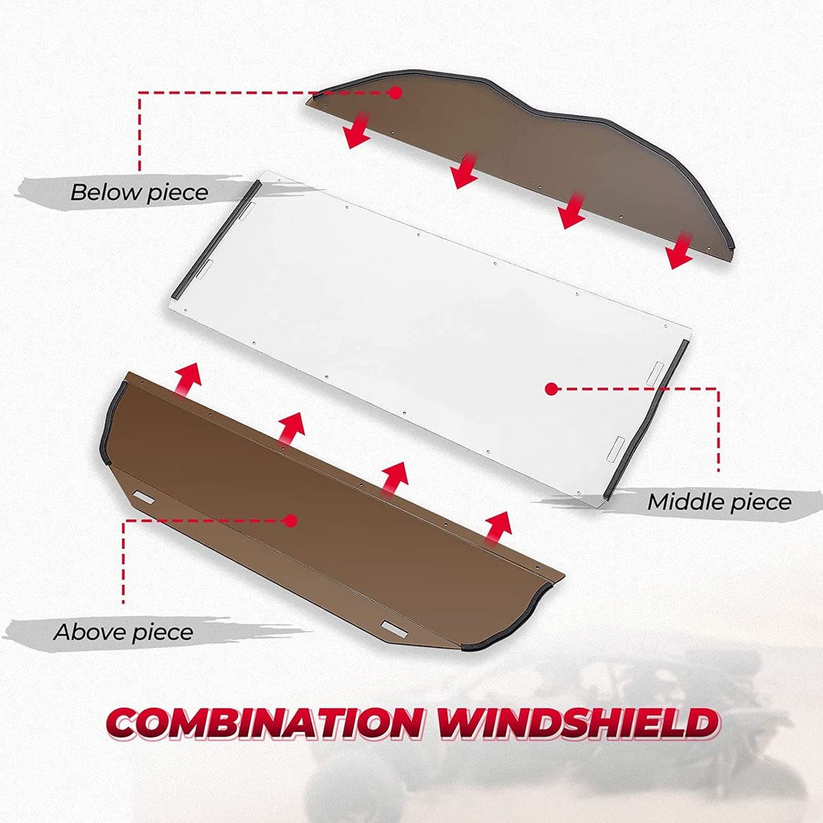 Tinted Full Windshield for Can Am Maverick X3/ MAX – fits Can-Am Maverick X3 2-Seat (view 3)