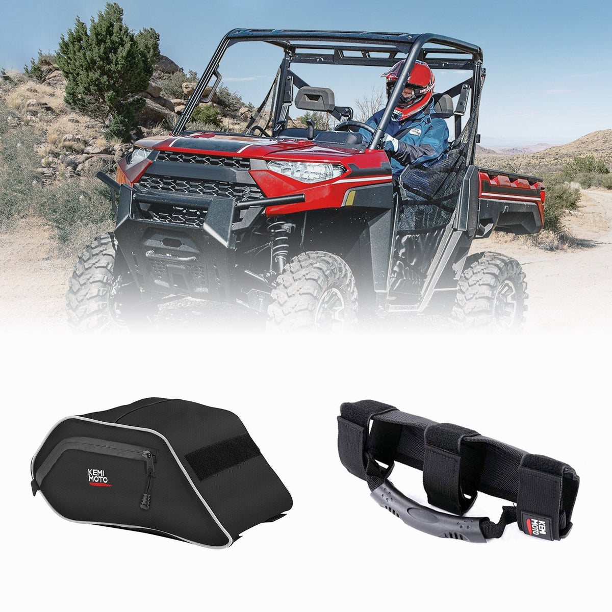 Center Seats Storage Bag & Grab Handles for Polaris General – fits Polaris General 1000 (view 2)