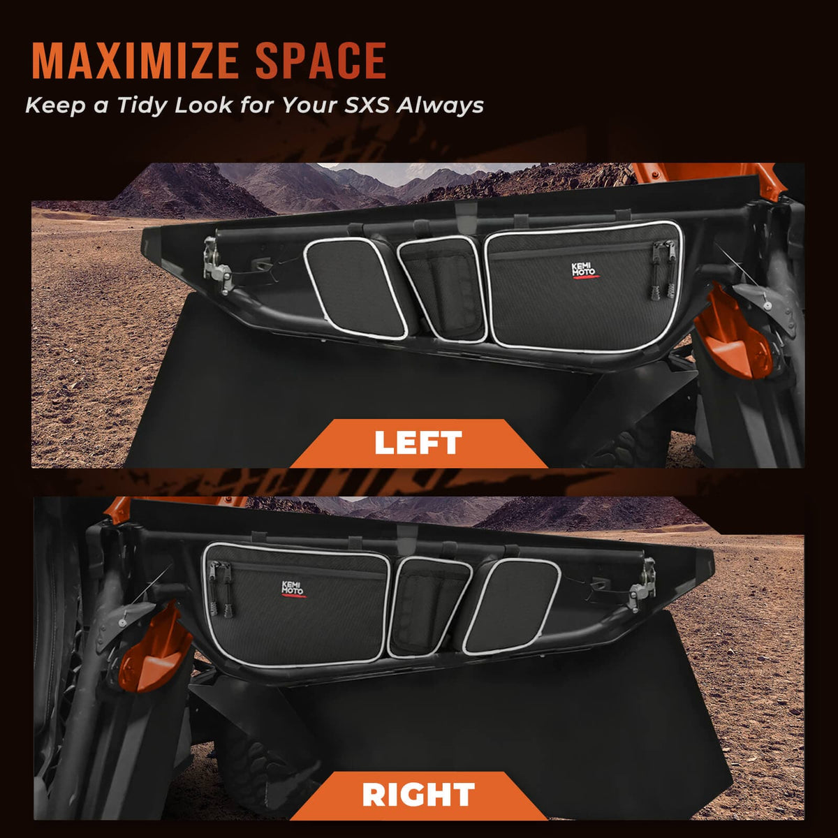 Front Door Storage Bags & Spare Tire Mount for Can-Am Maverick X3/MAX
