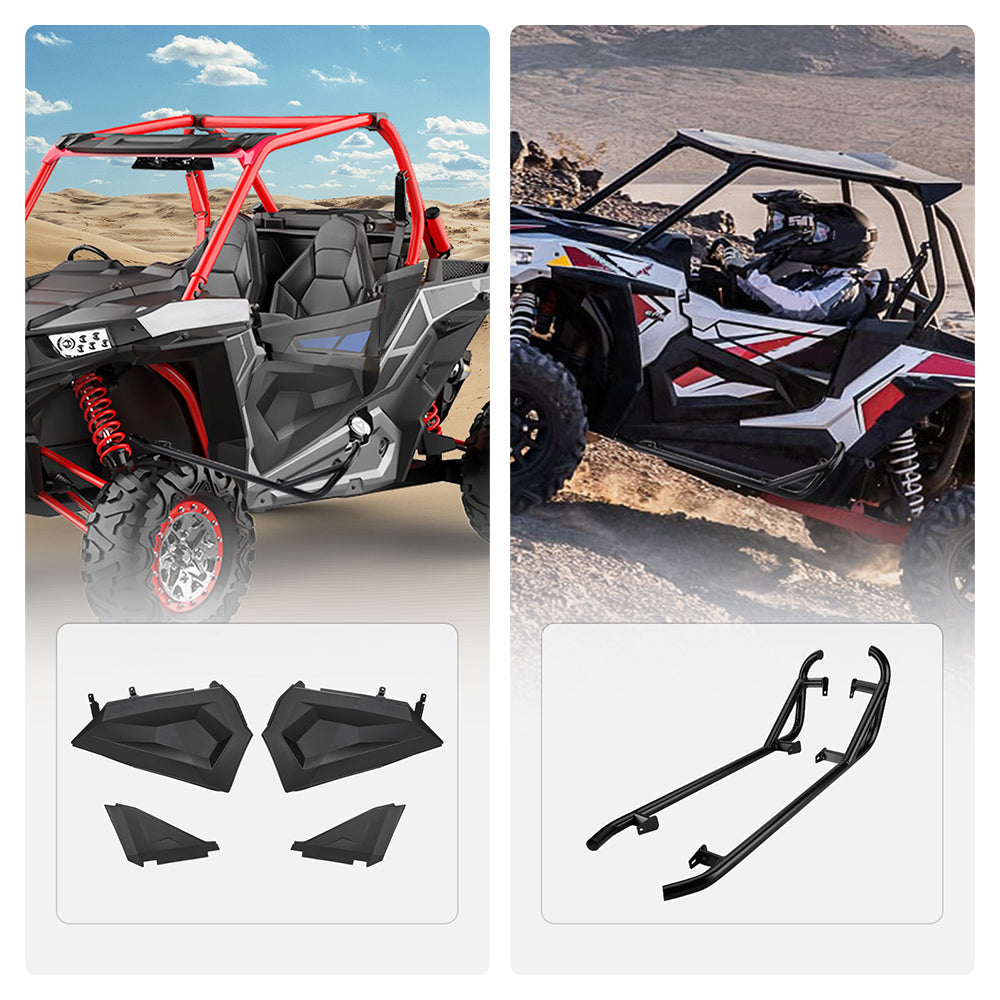 Lower Half Door Inserts Panels & Nerf Bars Rock Sliders for Polaris RZR – fits Polaris RZR 900