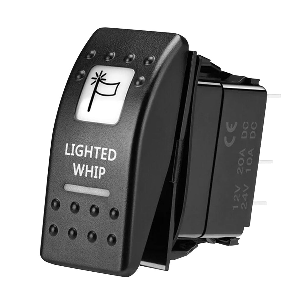 Lighted Whip Illuminated Marine Rocker Switch 12V