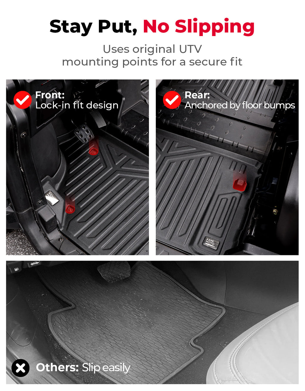 4PCS TPE Floor Mats Anti-Slip for Can-Am Defender Max HD7|8|9|10 – fits Can-Am Defender MAX HD8