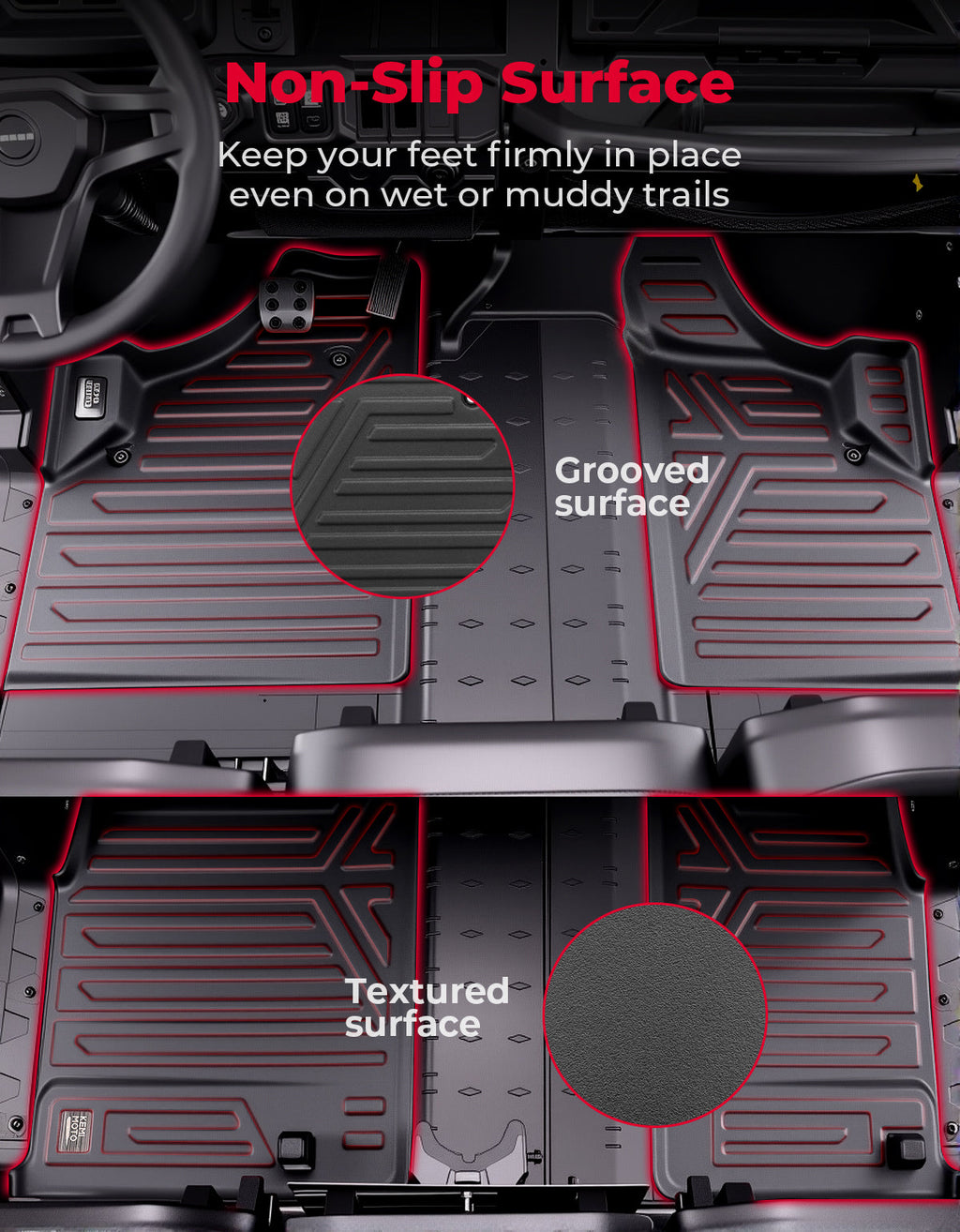 4PCS TPE Floor Mats Anti-Slip for Can-Am Defender Max HD7|8|9|10 – fits Can-Am Defender MAX HD10 (view 6)