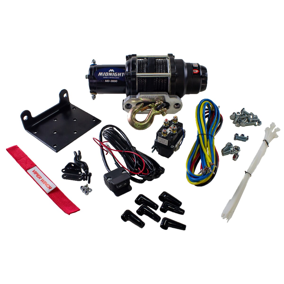 VIPER MIDNIGHT 3000lb Winch: Black Synthetic Cable
