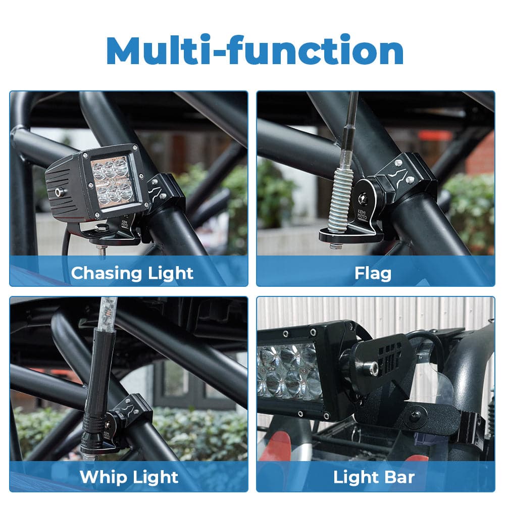 UTV Flag Mount, Whip Light Mount for 1.75 to 2 inch Roll Bar