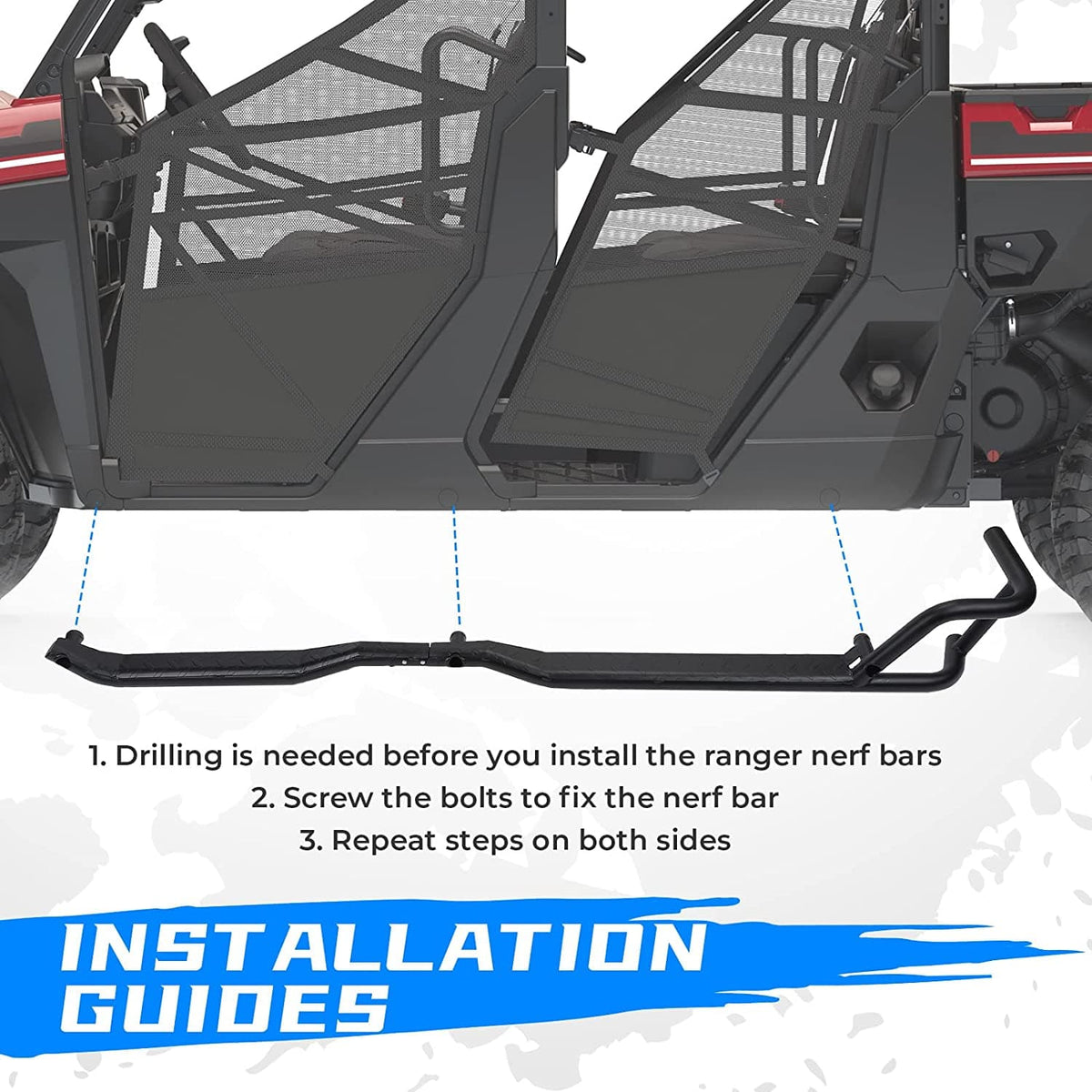 Nerf Bars Rock Sliders for Ranger Crew XP 1000 2019-2025 – fits Polaris Ranger (view 3)