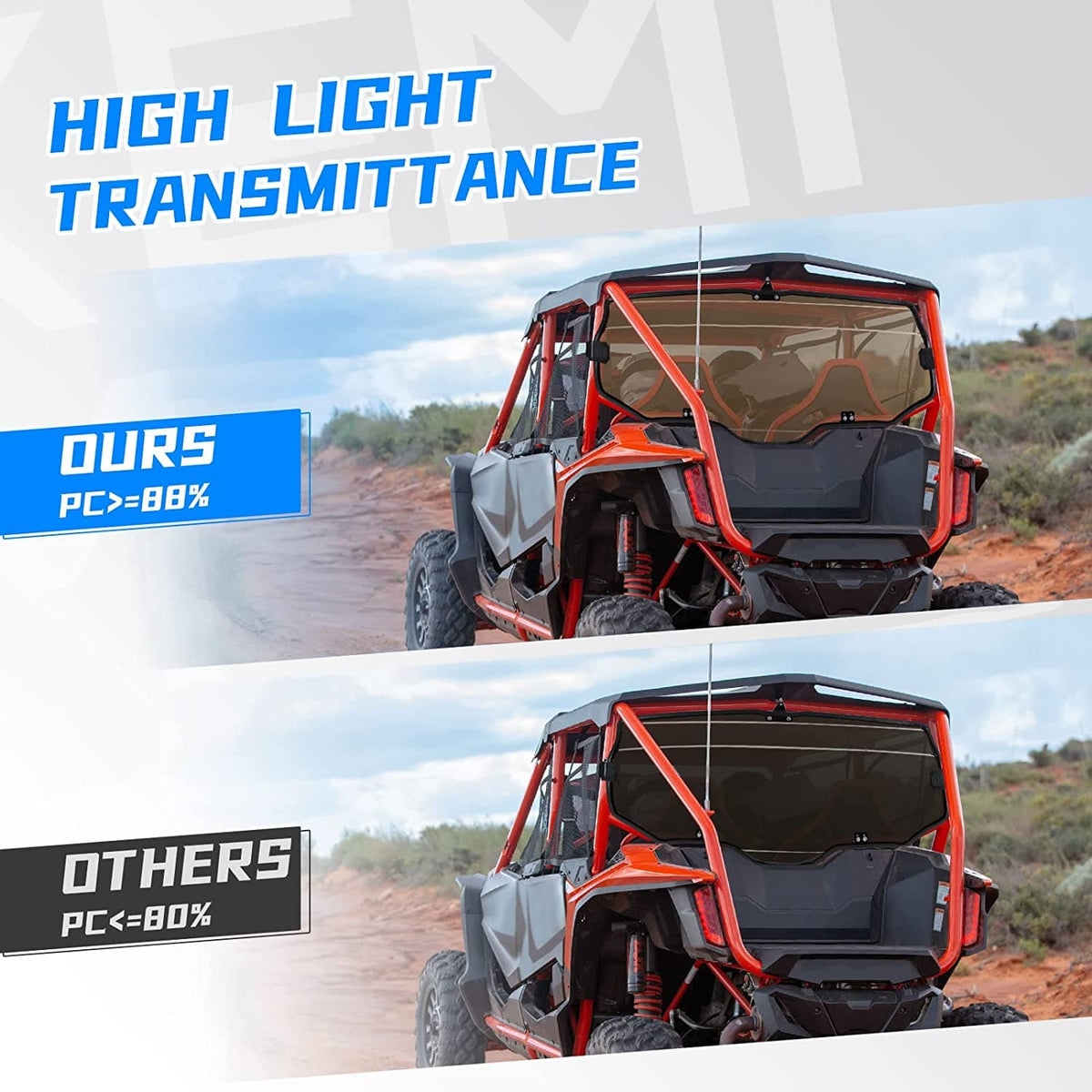 Rear Windshield of High Light Transmittance for Talon 1000X 1000R – fits Honda Talon 1000X (view 4)