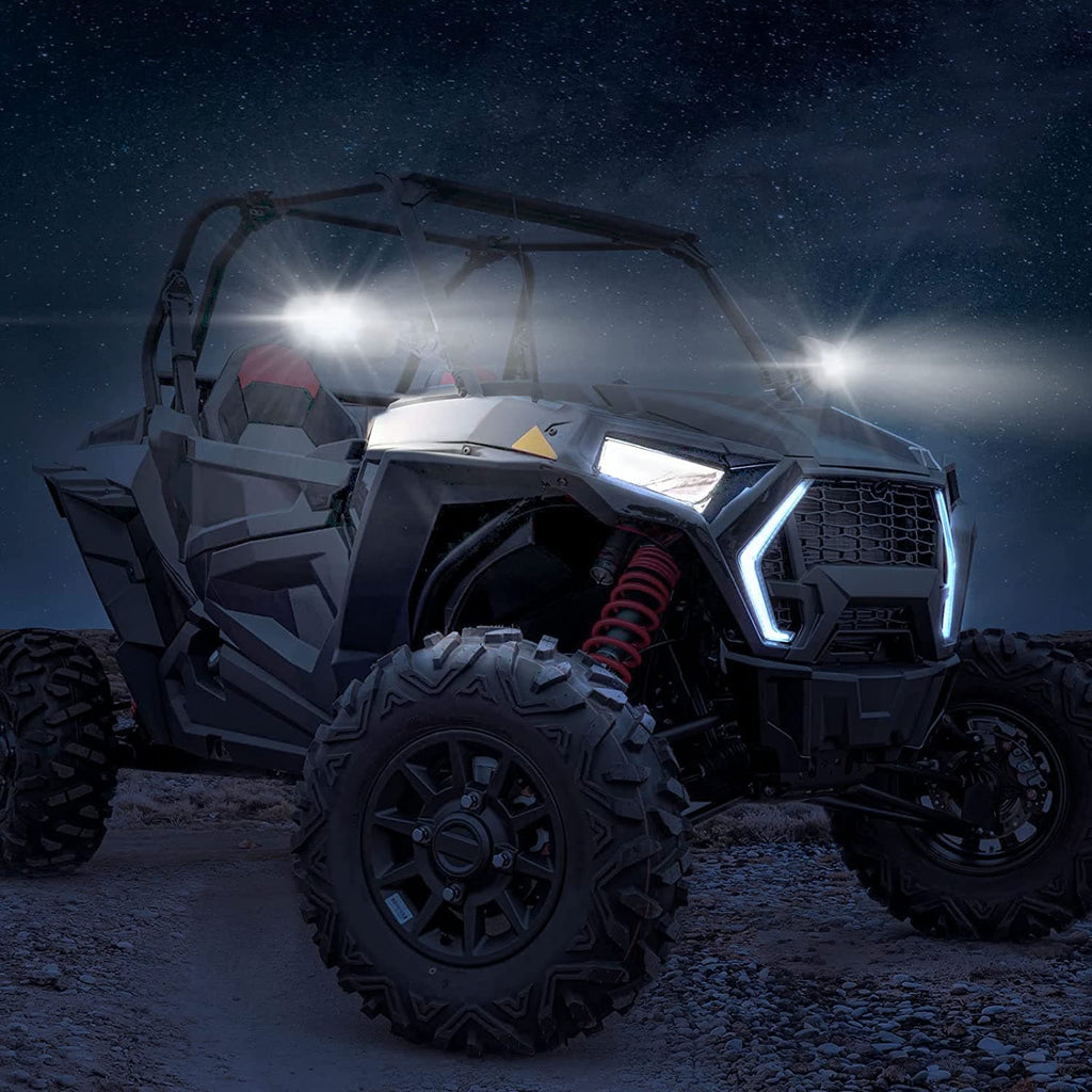 Aluminum UTV Side Mirrors Lights for Can Am Maverick X3/ RZR w/ 1.75"-2" Roll Bar – fits Polaris RZR Pro XP 4 (view 8)