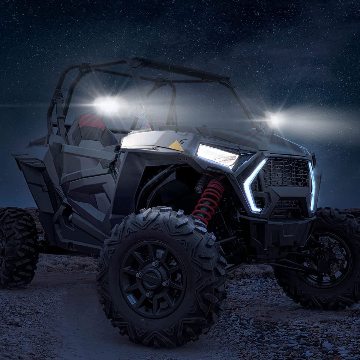 Aluminum UTV Side Mirrors Lights for Can Am Maverick X3/ RZR w/ 1.75"-2" Roll Bar – fits Polaris RZR Pro XP 4 (view 8)