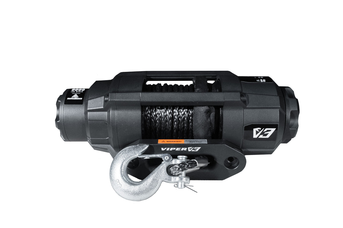 MOTOALLIANCE® Viper V3 9000lb UTV/ATV Military Grade Winch with 40 feet Black Synthetic Rope