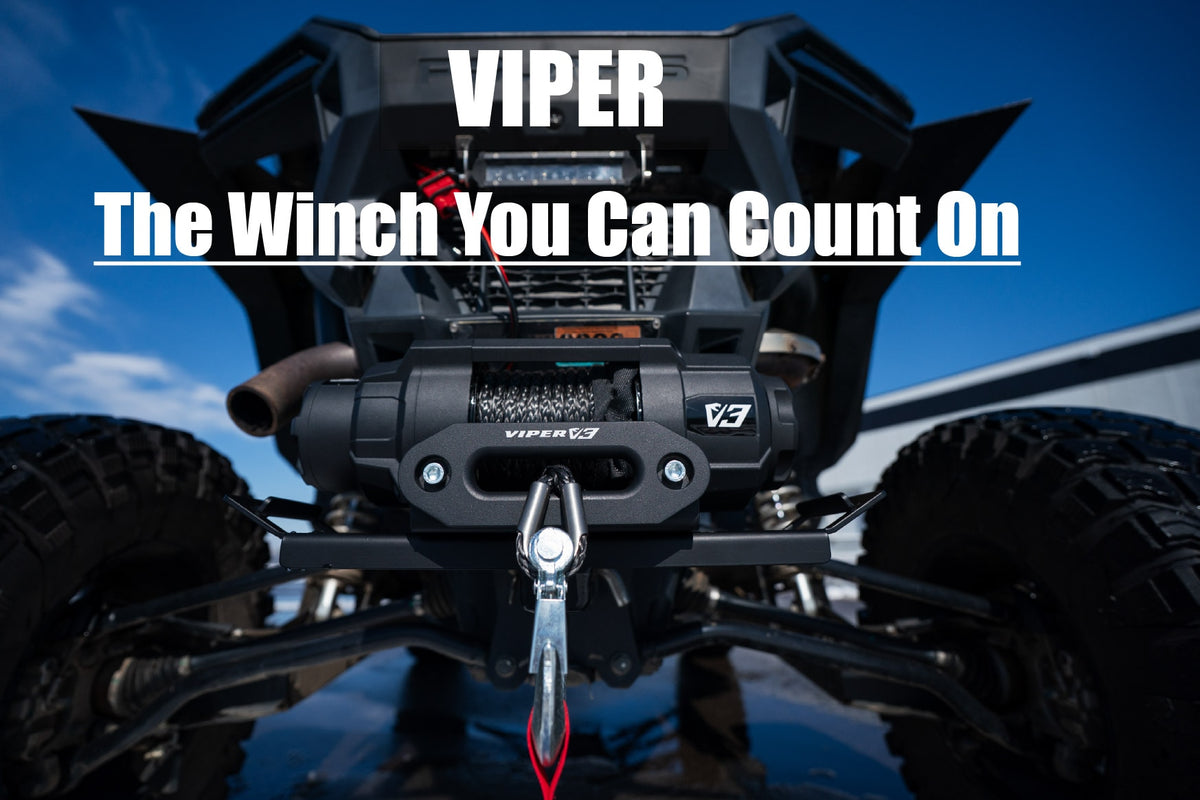 MOTOALLIANCE® Viper V3 9000lb UTV/ATV Military Grade Winch with 40 feet Black Synthetic Rope