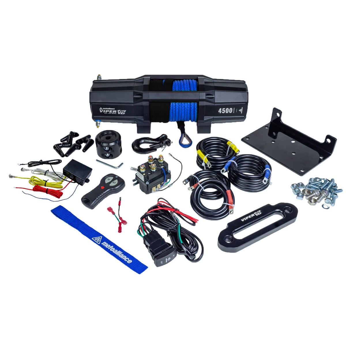 VIPER V2 4500 Wide Spool UTV Winch - 60ft BLUE Rope