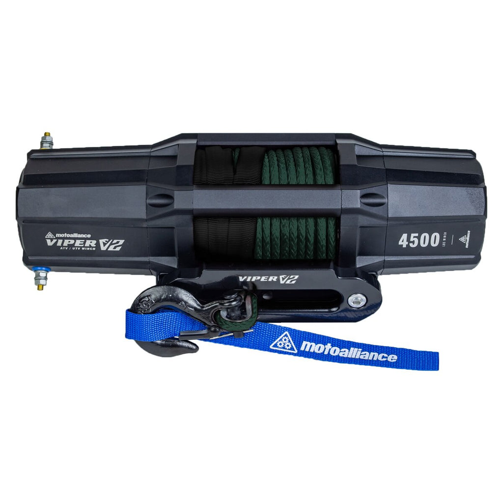 VIPER V2 4500 Wide Spool UTV Winch - 60ft GREEN Rope