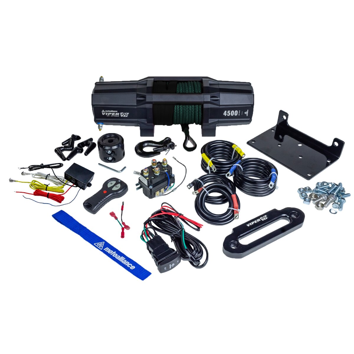 VIPER V2 4500 Wide Spool UTV Winch - 60ft GREEN Rope