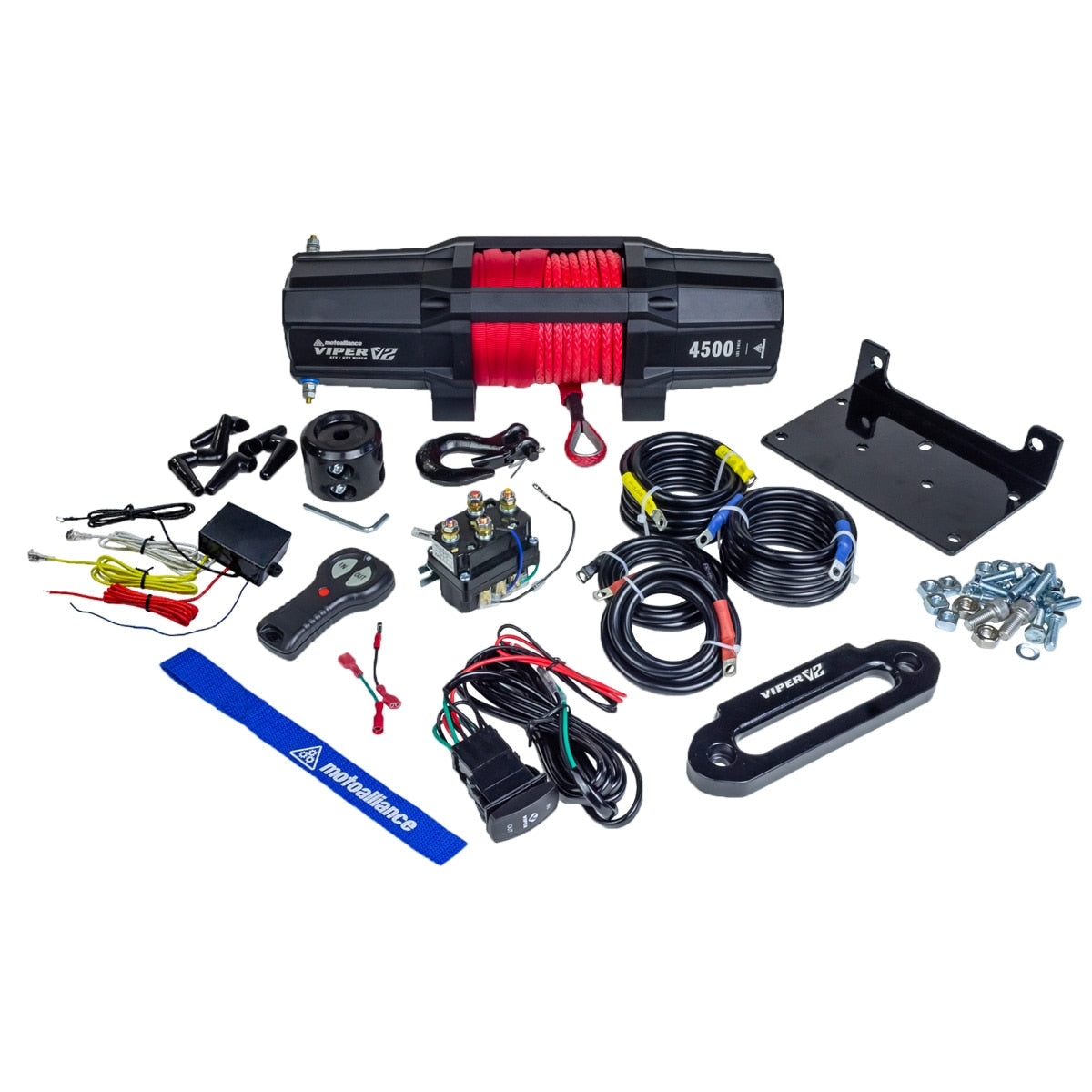 VIPER V2 4500 Wide Spool UTV Winch - 60ft RED Rope