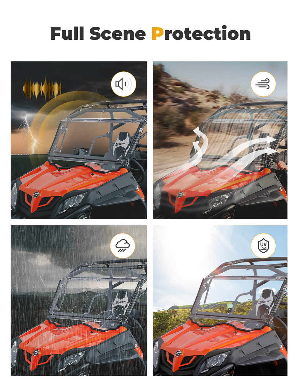 Flip Up Windshield for CFMOTO ZFORCE 500 | 800 | 1000