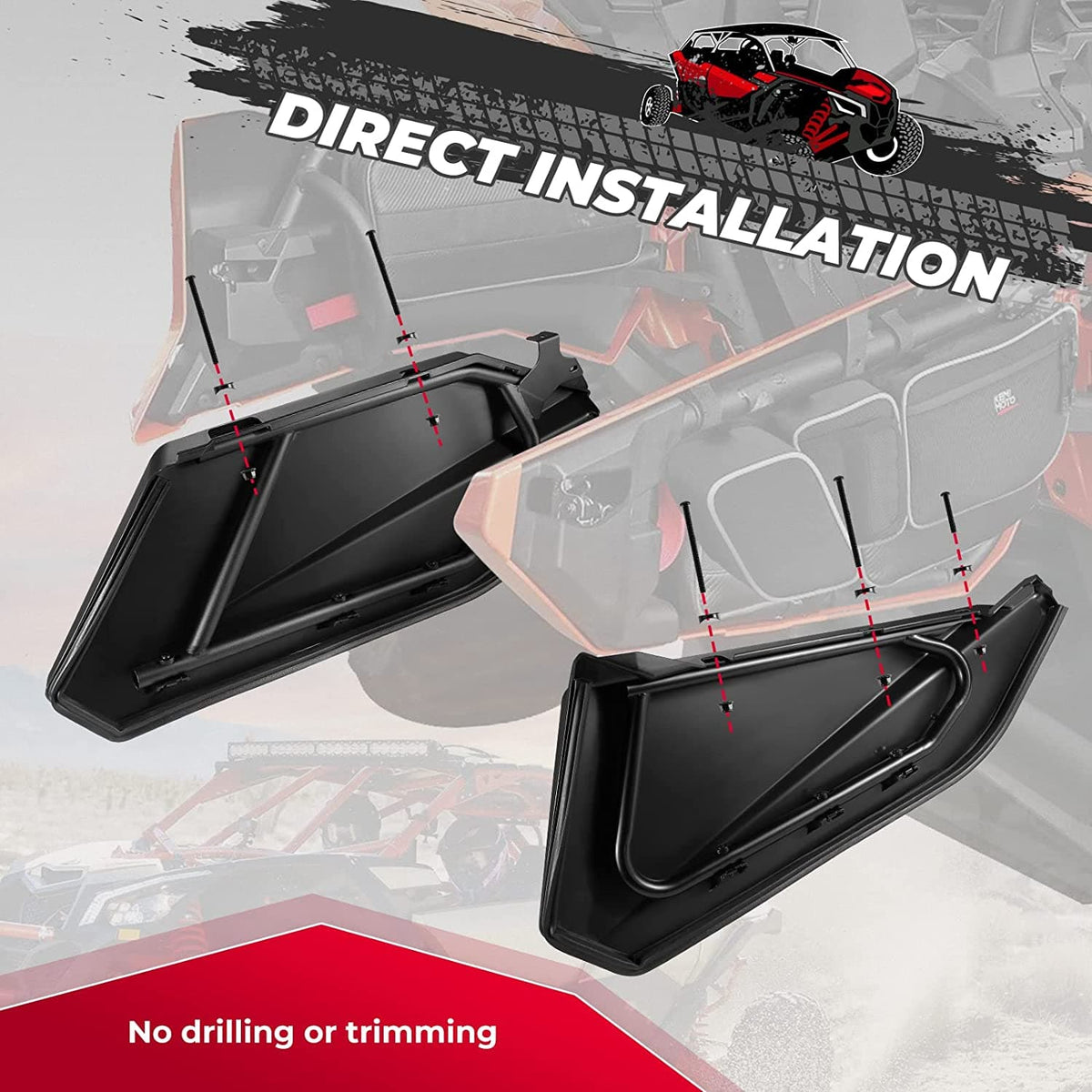 4pcs Lower Doors Panels with Metal Frame for Can-Am Maverick X3 MAX