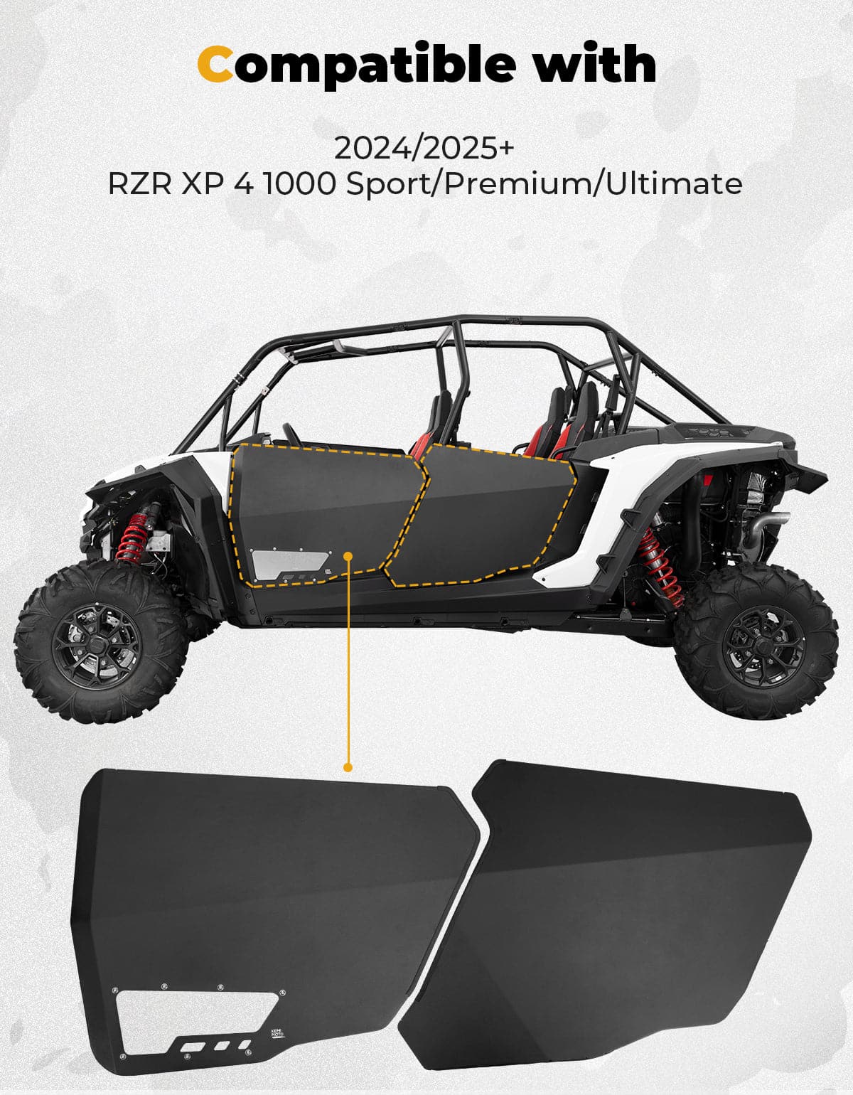 Aluminum Half Door with PC Window for Polaris RZR XP 4 1000 2024-2026 4PCS – fits Polaris RZR XP 4 1000 (2024+) (view 2)