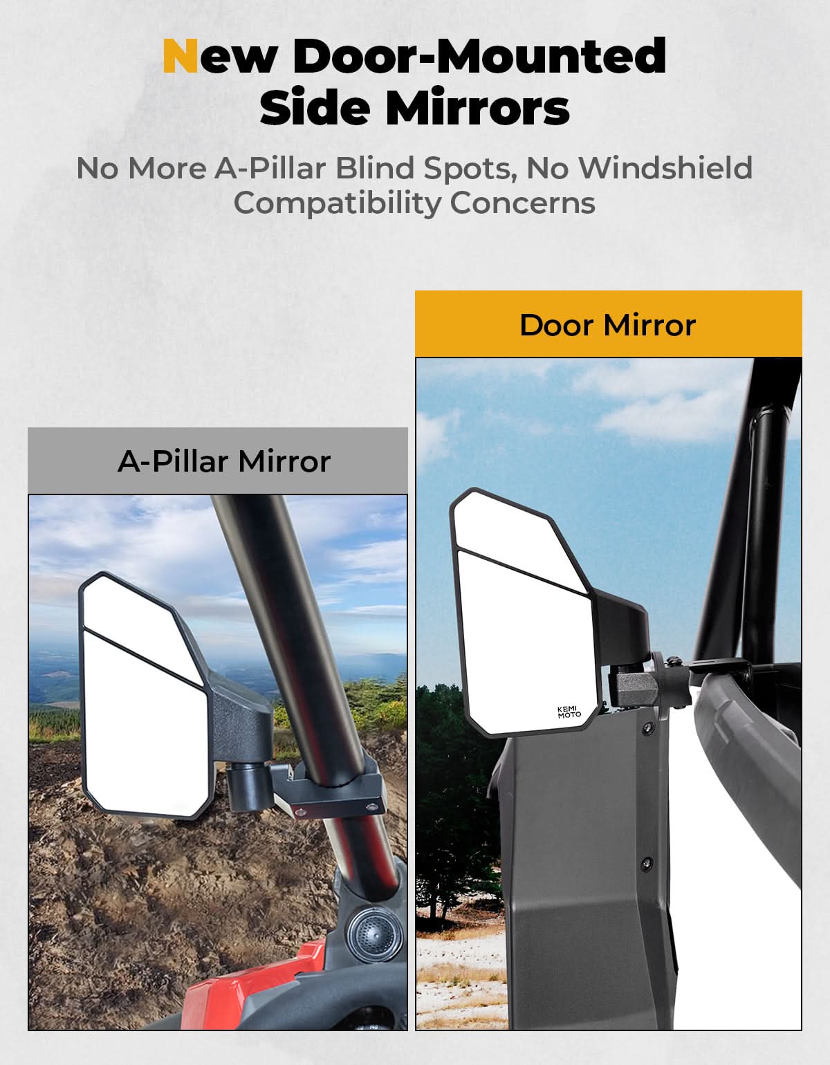 Door Mirrors 2-Segment Convex for Polaris RZR XP 1000 /4 2024-2025 – fits Polaris RZR XP 1000 (2024+) (view 3)