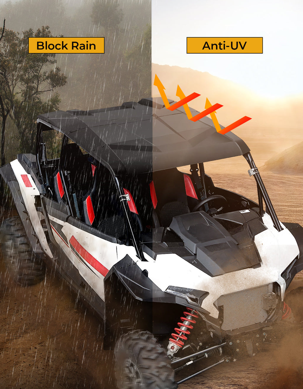 5-in-1 Hard Plastic Roof for Polaris RZR XP4 1000 (4 Doors) 2024-2025 – fits Polaris RZR XP 4 1000 (2024+) (view 6)