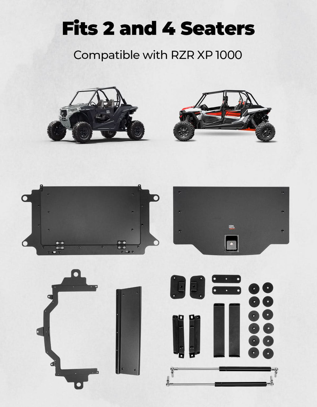 Aluminum UTV Trunk Bed Enclosure for Polaris RZR XP 1000 2014-2023 – fits Polaris RZR XP 1000 (2014-2023) (view 7)