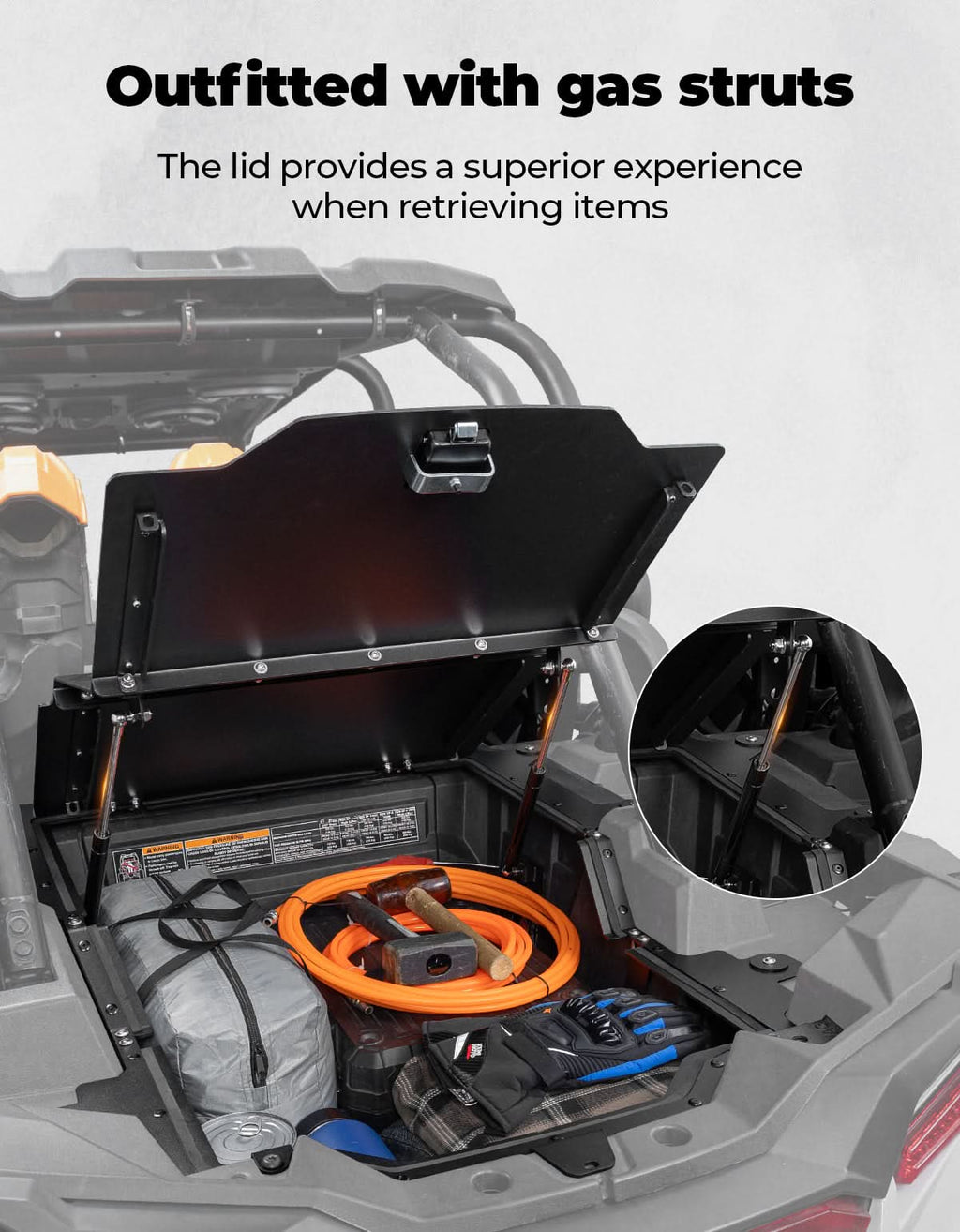 Aluminum UTV Trunk Bed Enclosure for Polaris RZR XP 1000 2014-2023 – fits Polaris RZR XP 1000 (2014-2023) (view 3)