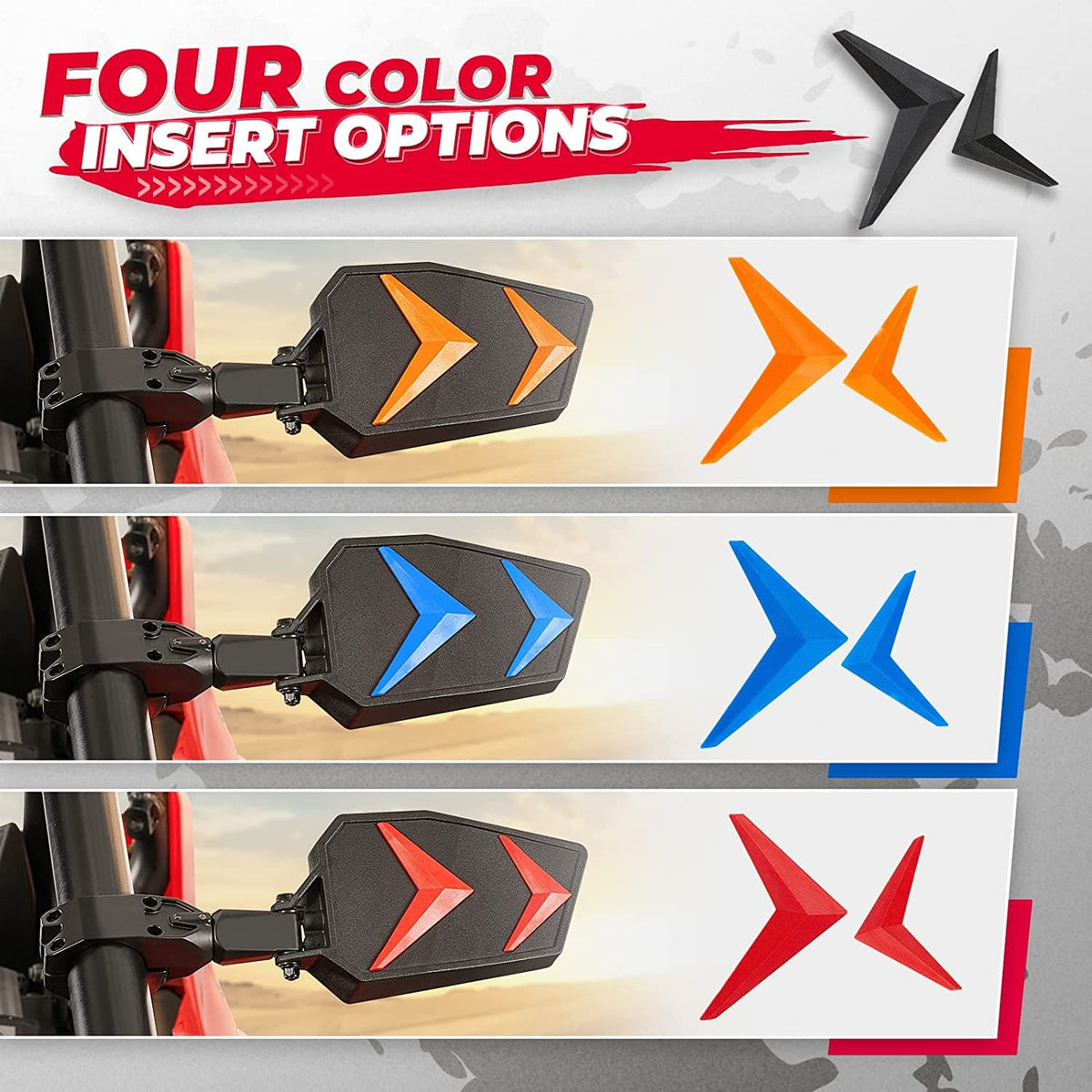 UTV Side View Mirrors for Can Am Maverick X3/ RZR w/ 1.75"-2'' Roll Bar (1 pair)