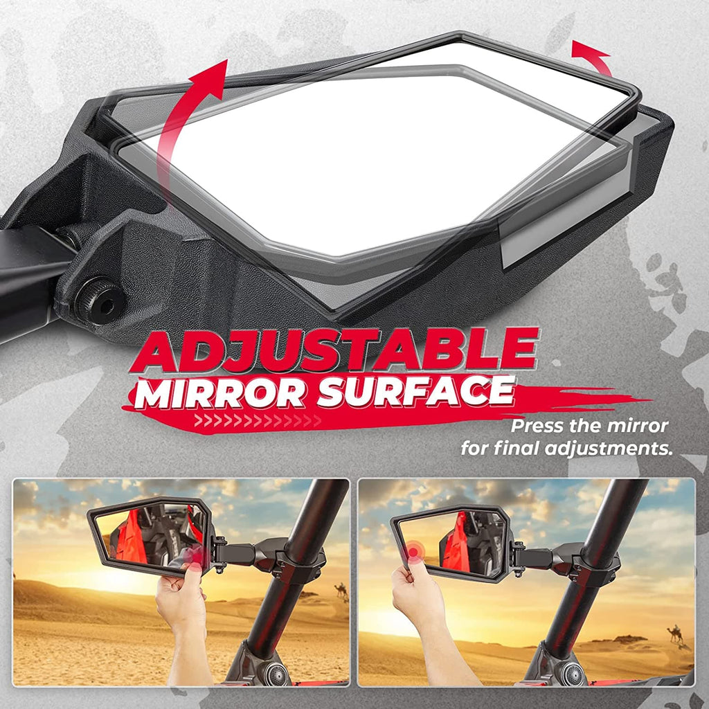 UTV Side View Mirrors for Can Am Maverick X3/ RZR w/ 1.75"-2'' Roll Bar (1 pair)