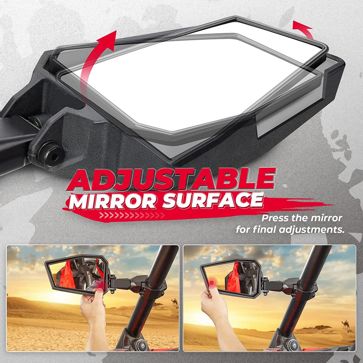 UTV Side View Mirrors for Can Am Maverick X3/ RZR w/ 1.75"-2'' Roll Bar (1 pair)