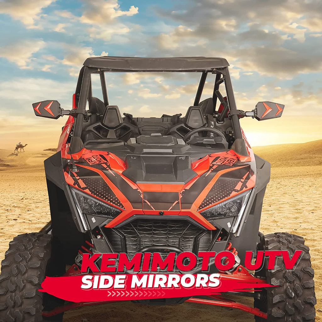 UTV Side View Mirrors for Can Am Maverick X3/ RZR w/ 1.75"-2'' Roll Bar (1 pair)