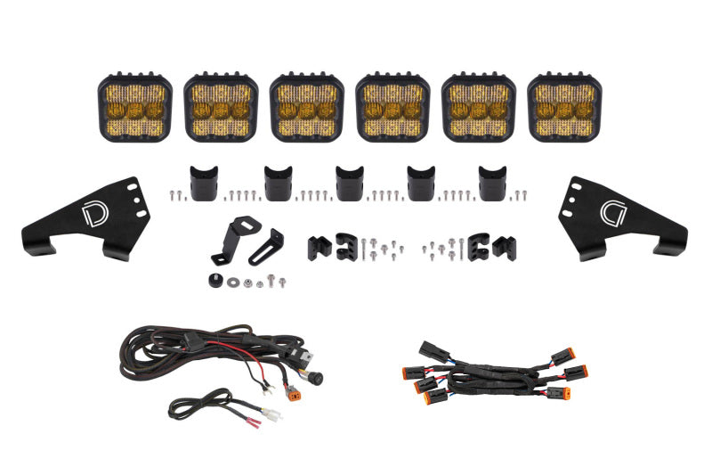 Diode Dynamics 20-Present Polaris RZR SS5 Sport CrossLink Roof - Yellow Combo Lightbar Kit