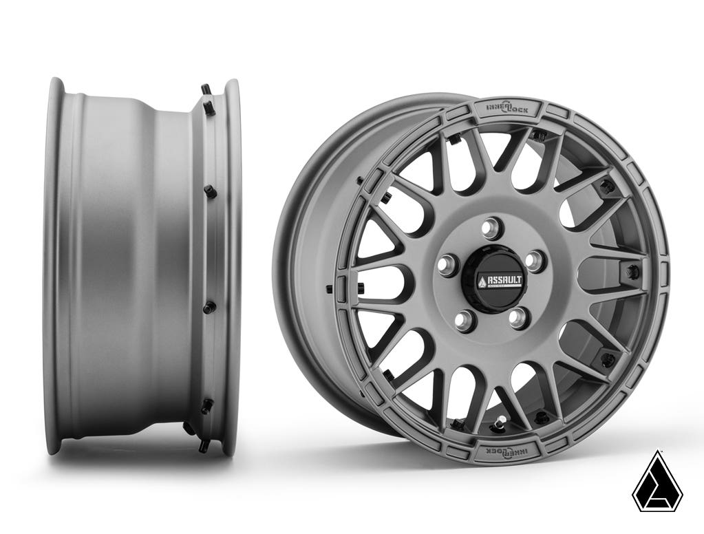 Standard XT Warrior Tires 30x10x15 on 15x7 Assault Industries Hellfire Matte Titanium Wheels 4/156 Pattern